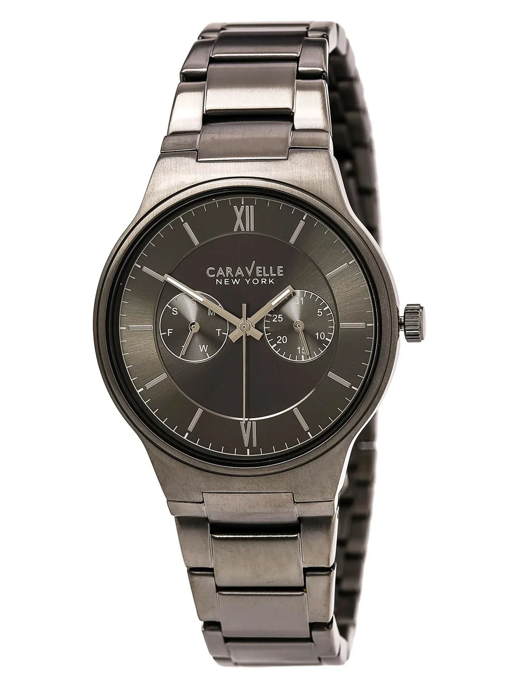 Gunmetal Dress 45A136 Grey Stainless Dial Bracelet Steel IP Men's Caravelle Watch