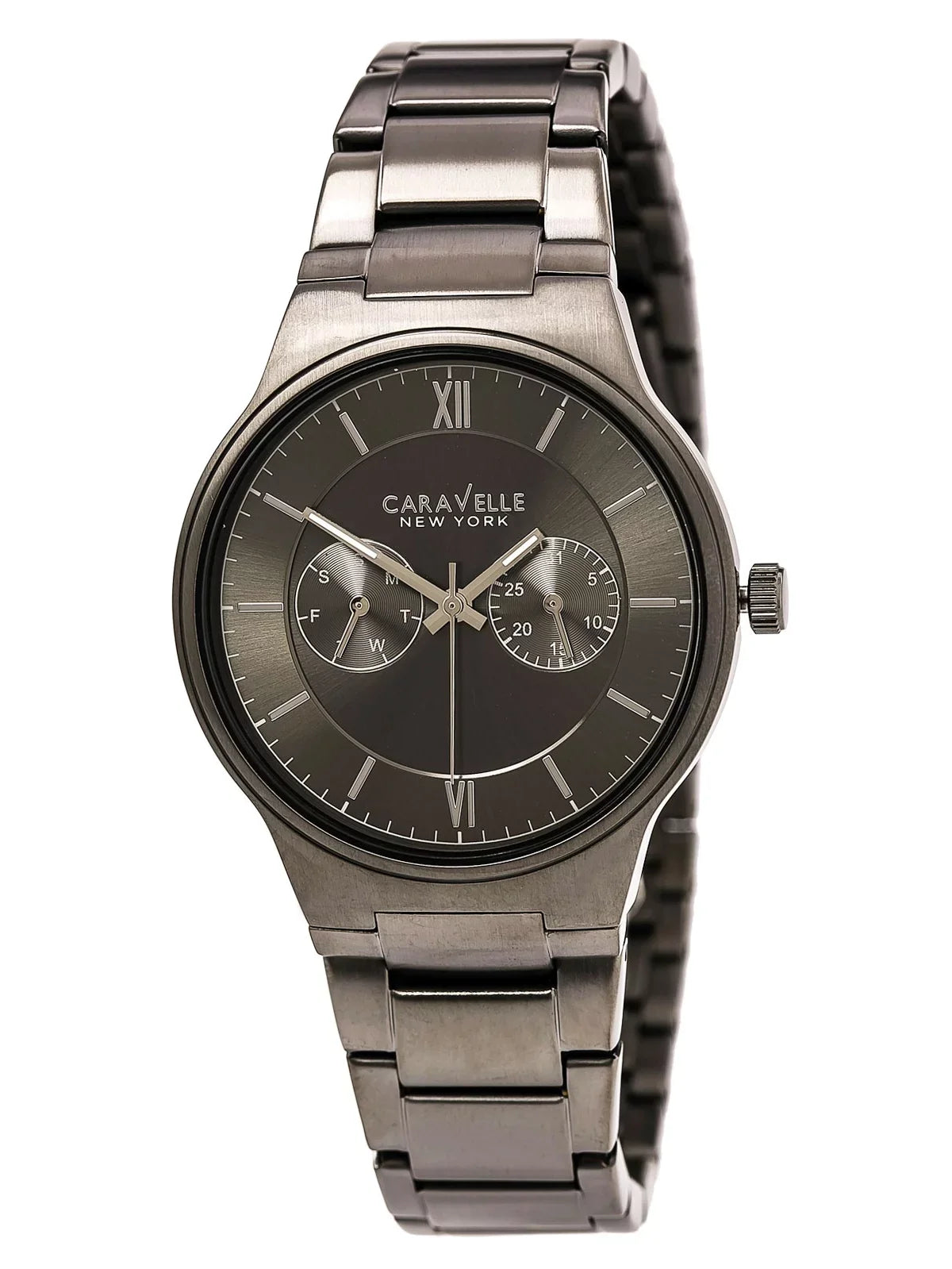 Gunmetal Dress 45A136 Grey Stainless Dial Bracelet Steel IP Men's Caravelle Watch