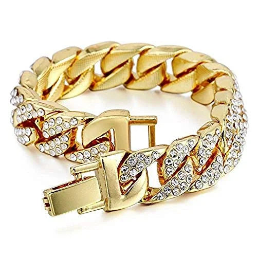 Bling Cuban) Inspired Faux - - Chrono Hop Watch Diamond by Big - Rubber Raymond Hip Out on Eyes (Gold Rhinestones - Blast Iced ST10311 Timepiece Charles Mens