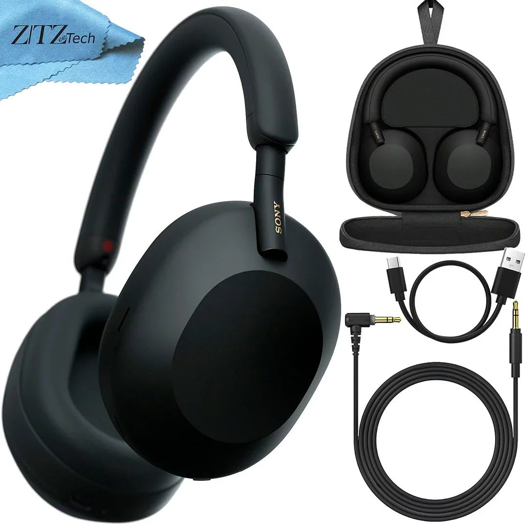 Industry Alexa Headphones Cancelling Hands-Free Control Black Audio, Crystal WH-1000XM5 and ( Calling, Leading Microfiber Cleaning Clear Sony Cloth Noise Voice ZeeTech Wireless ), + Hi-Res