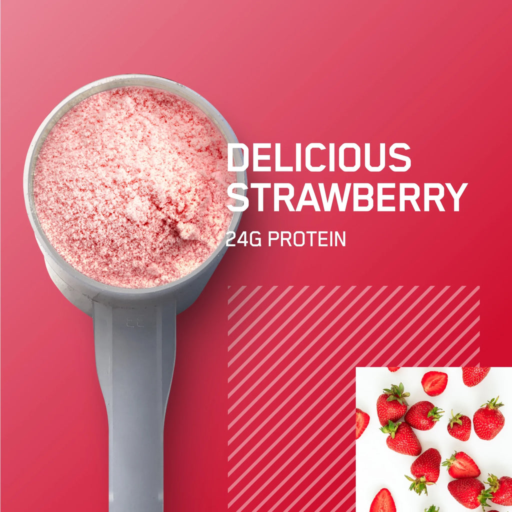Optimum Strawberry, Protein Powder, Whey Delicious Servings 5 100% lb, 73 Gold Standard Nutrition,