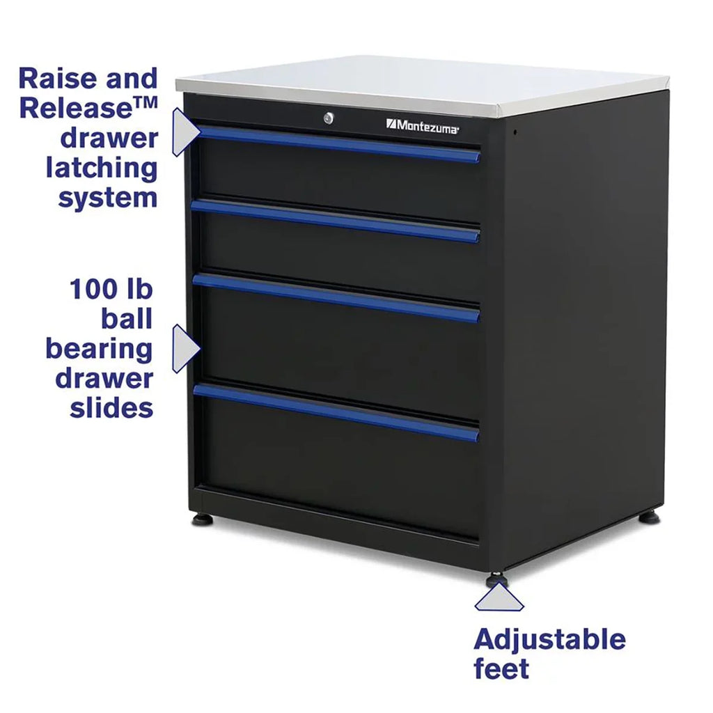 Garage System 24" Tool Locking Storage Workbench, 30.5 Black x Montezuma