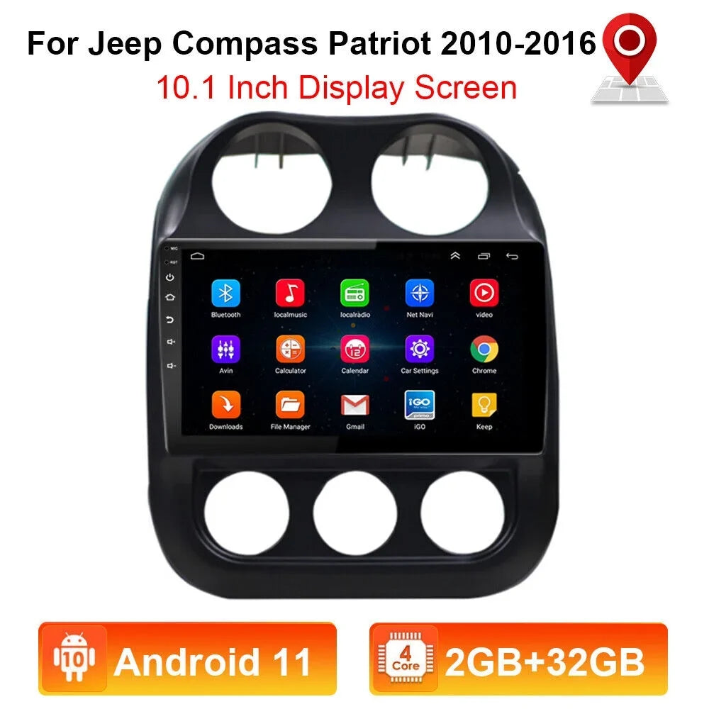 Android WiFi, Navi Display Stereo GPS - 10.1" Jeep - Compass Car MP5 Reverse Kydely Camera Bluetooth, Player Patriot 11,