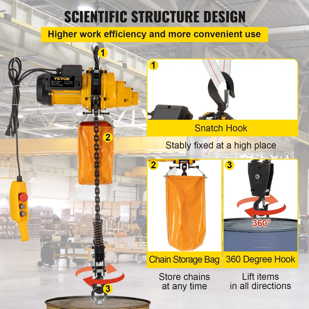 Wired Overhead 110V Factories, Winch In lbs Electric Used Garage Height, 2200 Remote Electric Lift 10ft of Lift Hoist, Crane Winch w/ Control, Ceiling Warehouses, VEVOR Pulley Construction 10ft