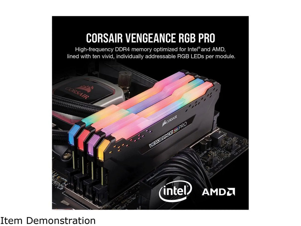 Vengeance PRO RGB 3200MHz C16 Memory 16GB DDR4 Desktop (2x8GB) Black Corsair LED -