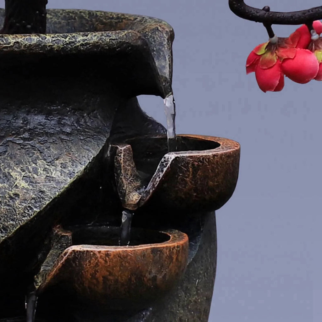Desk Craft Shui Living Waterfall Gifts Creative Vase Feng Soothing Water Office Relaxation for Fountains Tabletop Fountain room Flower Simulation Garden VaseThree-dimensional Decor