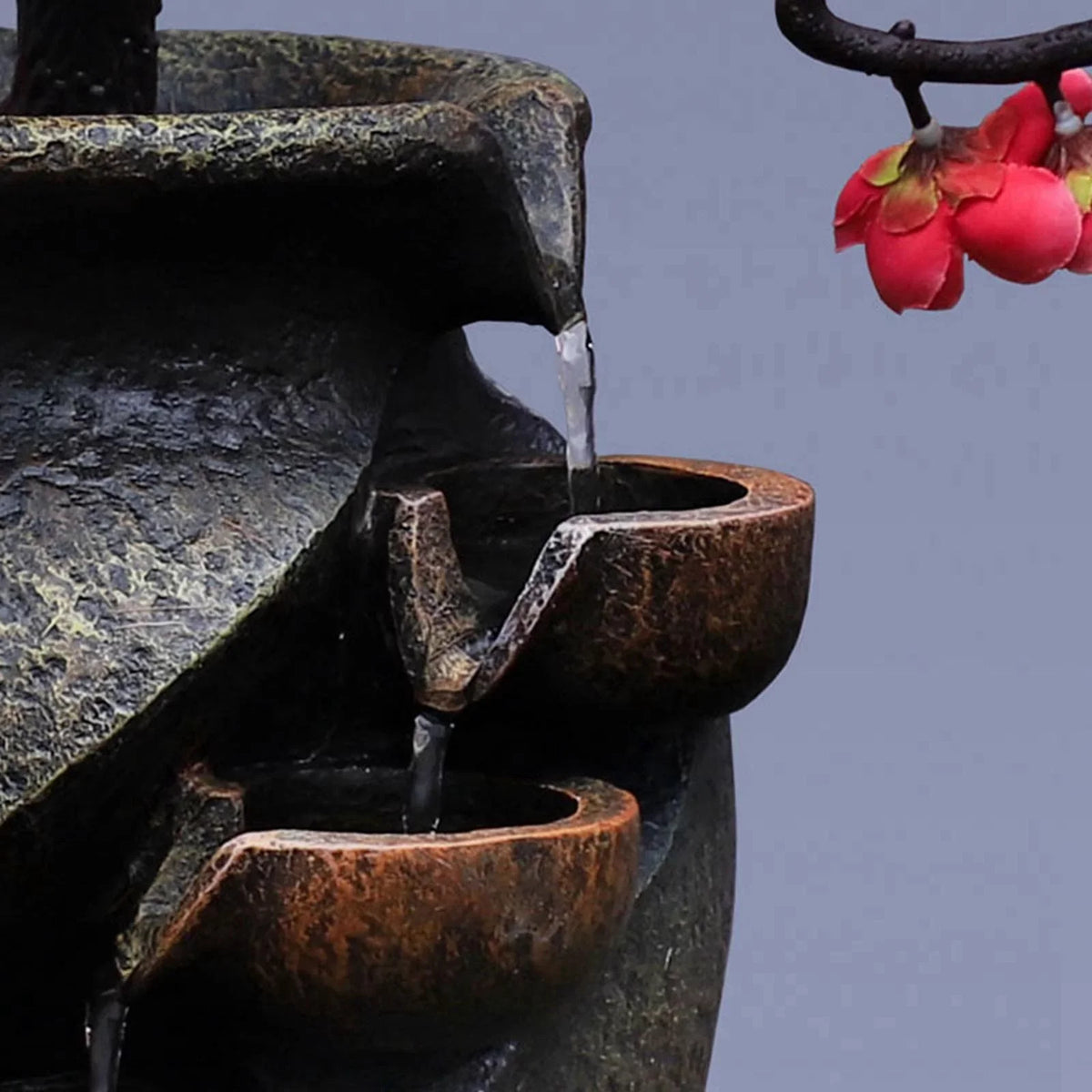 Desk Craft Shui Living Waterfall Gifts Creative Vase Feng Soothing Water Office Relaxation for Fountains Tabletop Fountain room Flower Simulation Garden VaseThree-dimensional Decor