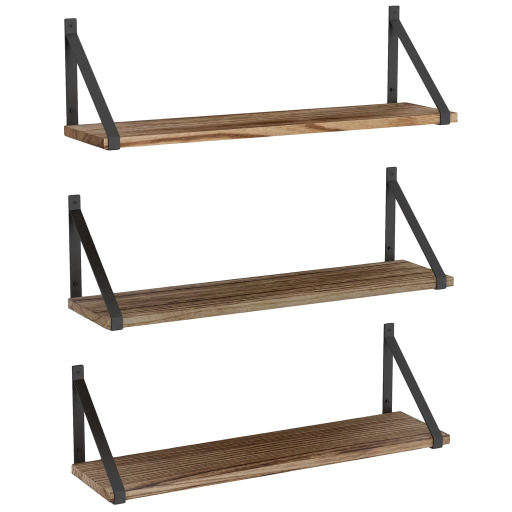 Natural Wallniture Set Shelves Shelf of Organizer, Burned, Bathroom Storage Toilets Float Bora Laundry 24" Over 3 Wall the