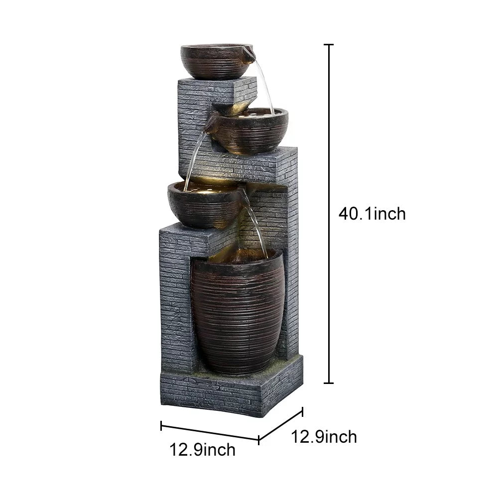 Resin outdoor With Light Fountain Cliffdell
