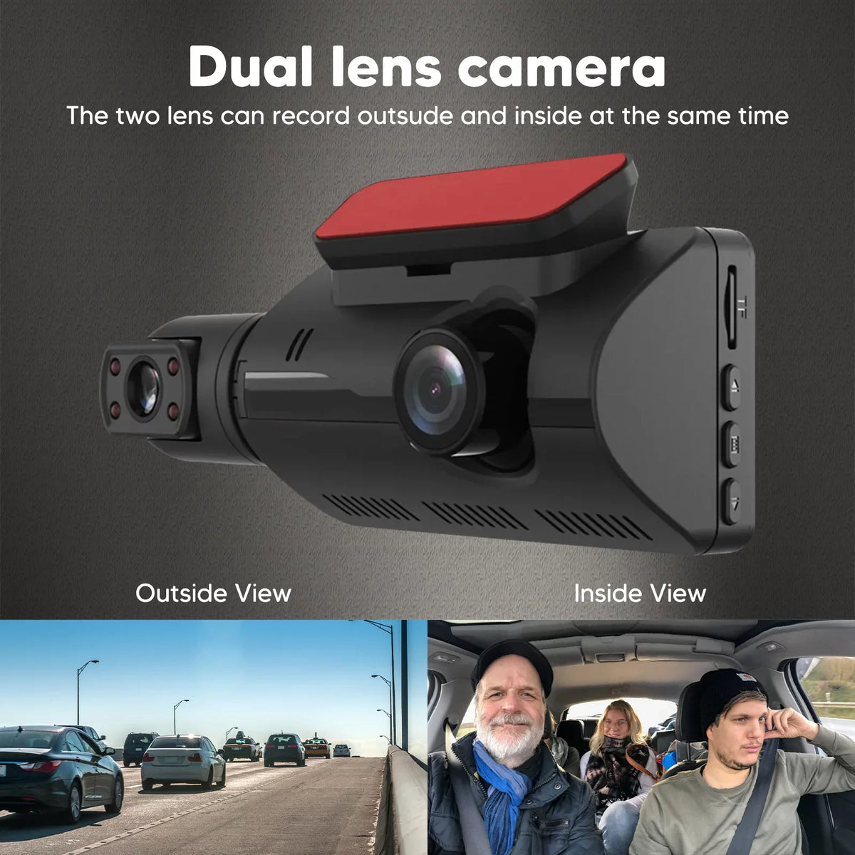 Lens, Inside and G-Sensor Front Dual Vision Angel Driving Card, W/32GB HD Car Car Cam Parking DVR Dash Recorder Dash Loop TF Camera for Cam Recording Car, 1080P Night Wide Dual