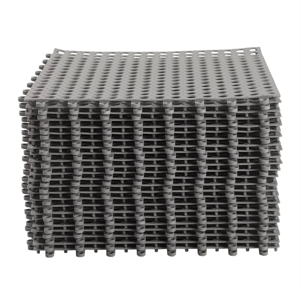 Drainage Floor PVC with Gray 24PCs Mat,Soft Bathroom, Interlocking Mat 11.8*11.8" Bath Shower for Nonslip Kitchen, Holes Pool