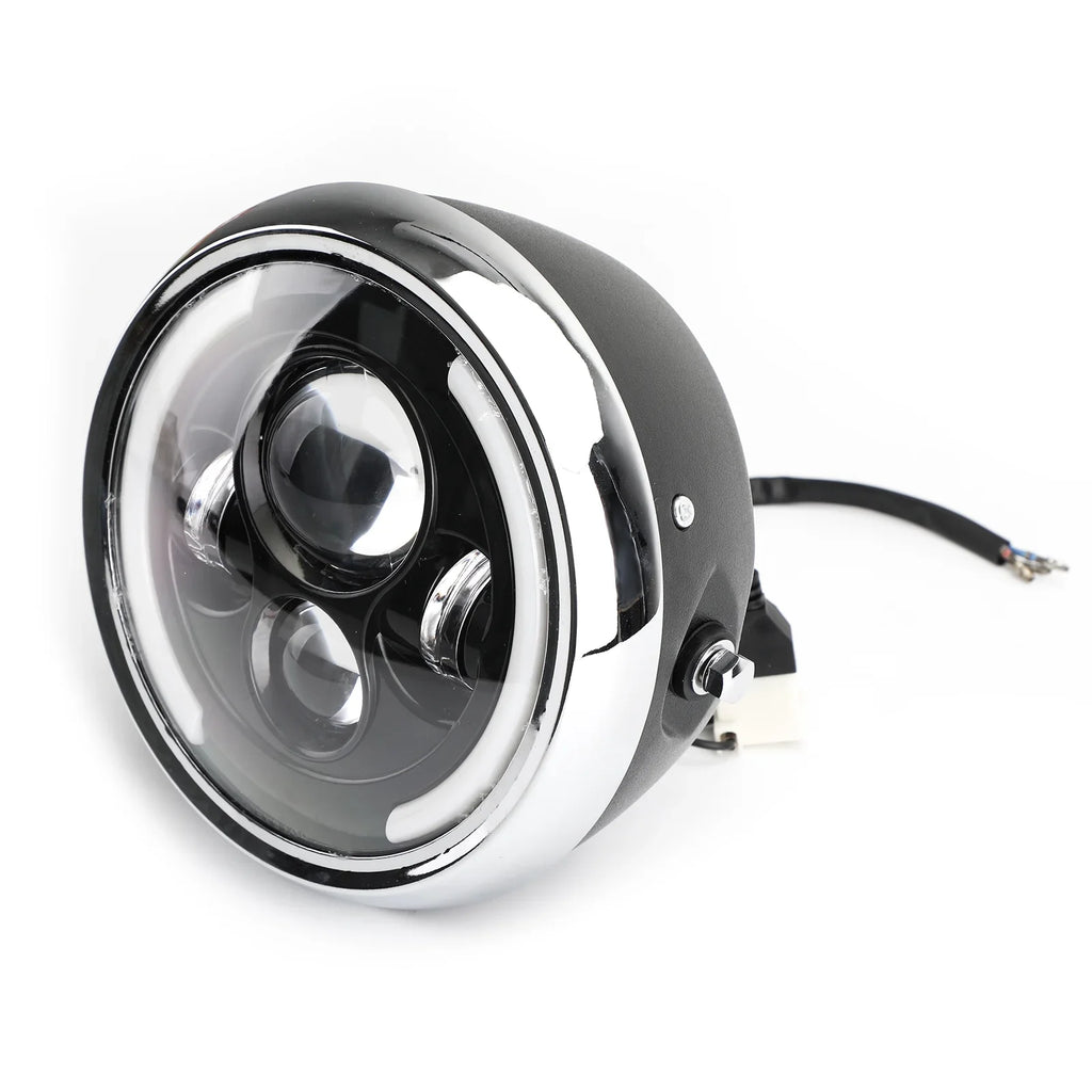 Fog LED Inch Hi/Lo Motorcycle Dyna for DRL Driving Cafe Headlight Racer Bobber 7