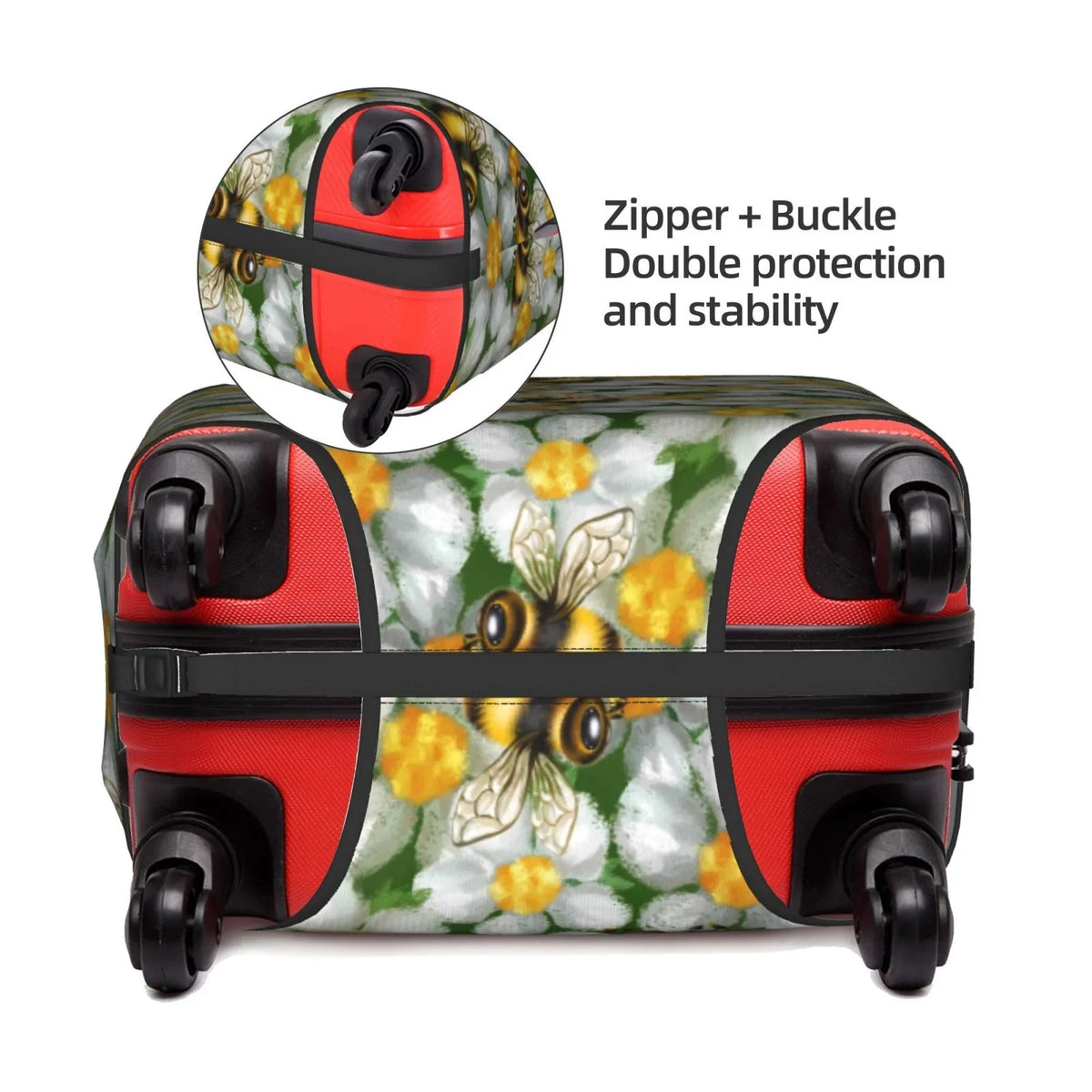 Suitcase Suitcase And Protector- Cover Luggage Kll Flower Bees Cover
