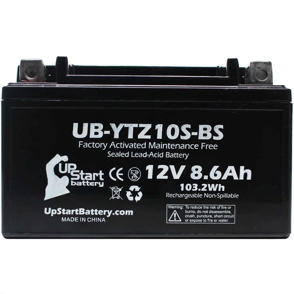 Battery 12V, UB-YTZ10S-BS 800CC 2011 for Battery Replacement Yamaha Maintenance UpStart Free, FZ8 - 8.6Ah, Activated, Factory Motorcycle 5-Pack