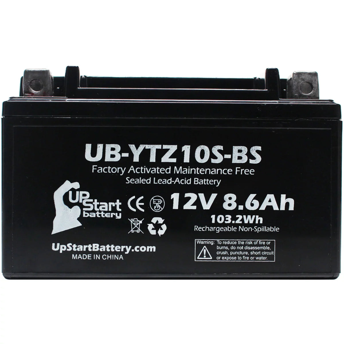 4-Pack - for 1000CC YZF-R1 Maintenance Yamaha Factory 2011 Motorcycle UB-YTZ10S-BS Free, 8.6Ah, Activated, UpStart Replacement 12V, Battery Battery