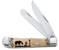 Knife KNEELING COWGIRL NATURAL WR SHIELD Case TRAPPER(6254 79197 Pocket XX HORSESHOE BN SM SS)