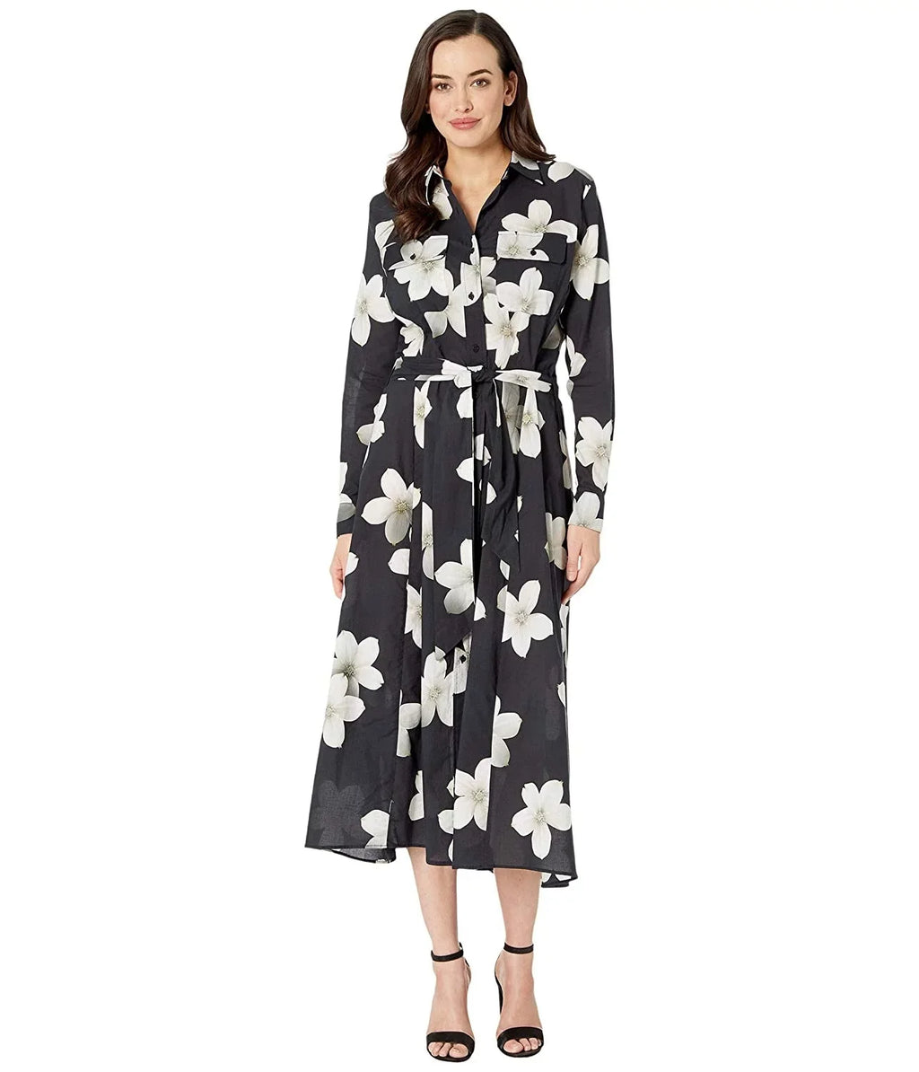 Villa BLACK/WHITE Maxi US Ralph Lauren X-Large Cover-up, Floral Shirtdress