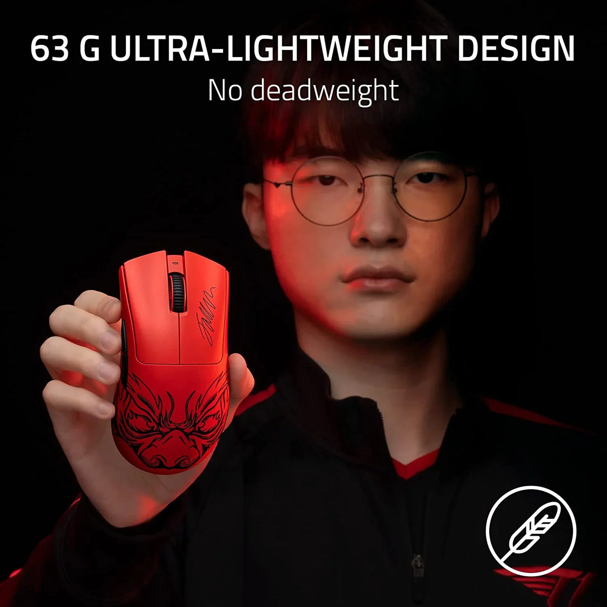 Ottico Edition Ergonomico E-Sport Gen-3, da per Mouse DeathAdder del Focus Pro Wireless HyperSpeed) Faker 63g, V3 Interruttori Wireless Leggero leggero Mouse - Pro (Design 30K, Sensore Razer