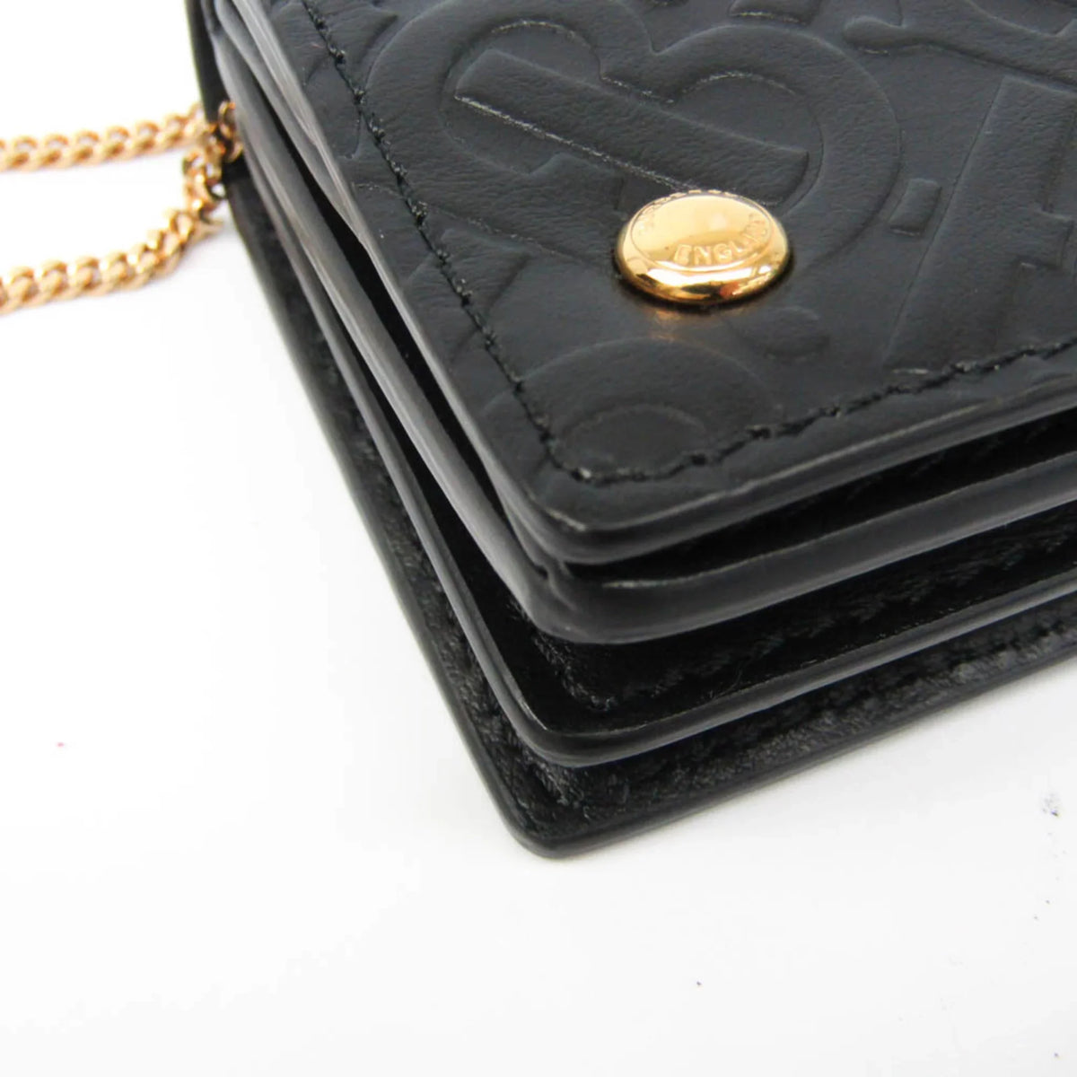 (Good) Case Burberry 8011333 Case Chain Leather Card Pre-Owned Coin Black