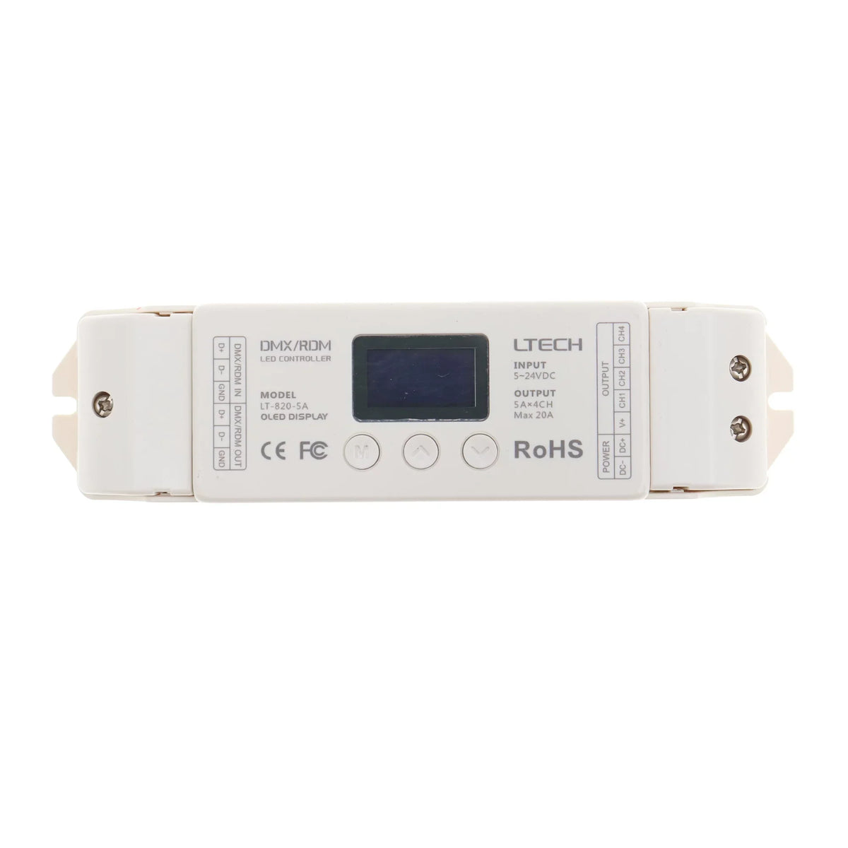 RGBW DC, Channel Controller Decoder 5A/CH, DMX RGB LTech 5-24V LED LT-820-5A RDM 4 100-480W &