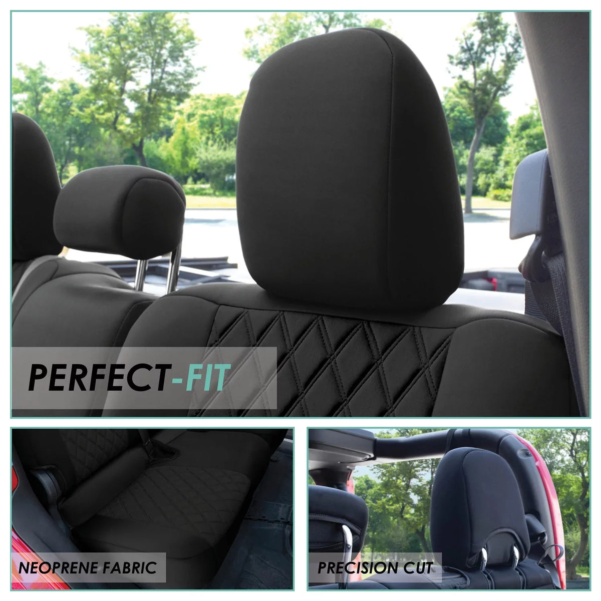 Rear Fit Jeep Gladiator, Seat for Set FH Custom with Car Group Black 2020-2024 Neoprene Air Freshener Covers