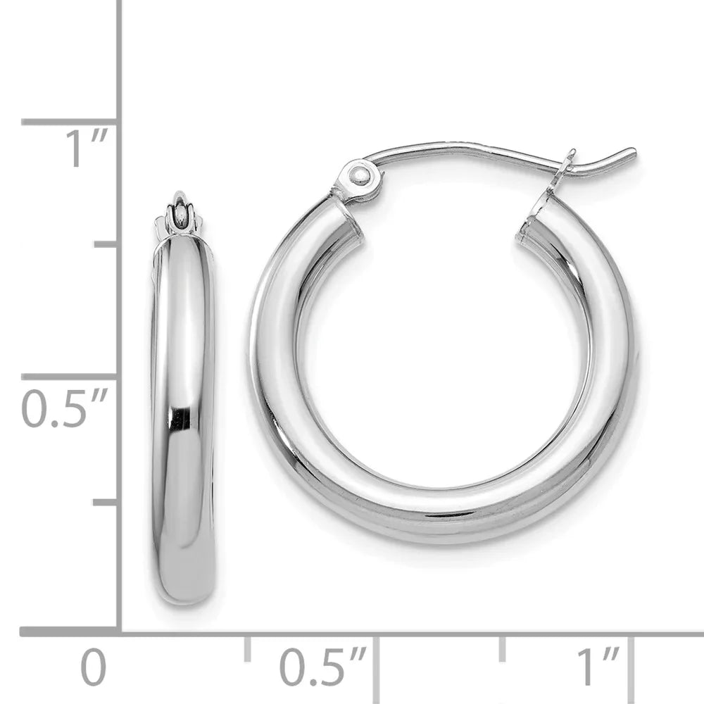 Women Men for Lightweight Adults Earrings; Tube White 14kt Polished for Teens; 3mm Hoop Gold Real and and