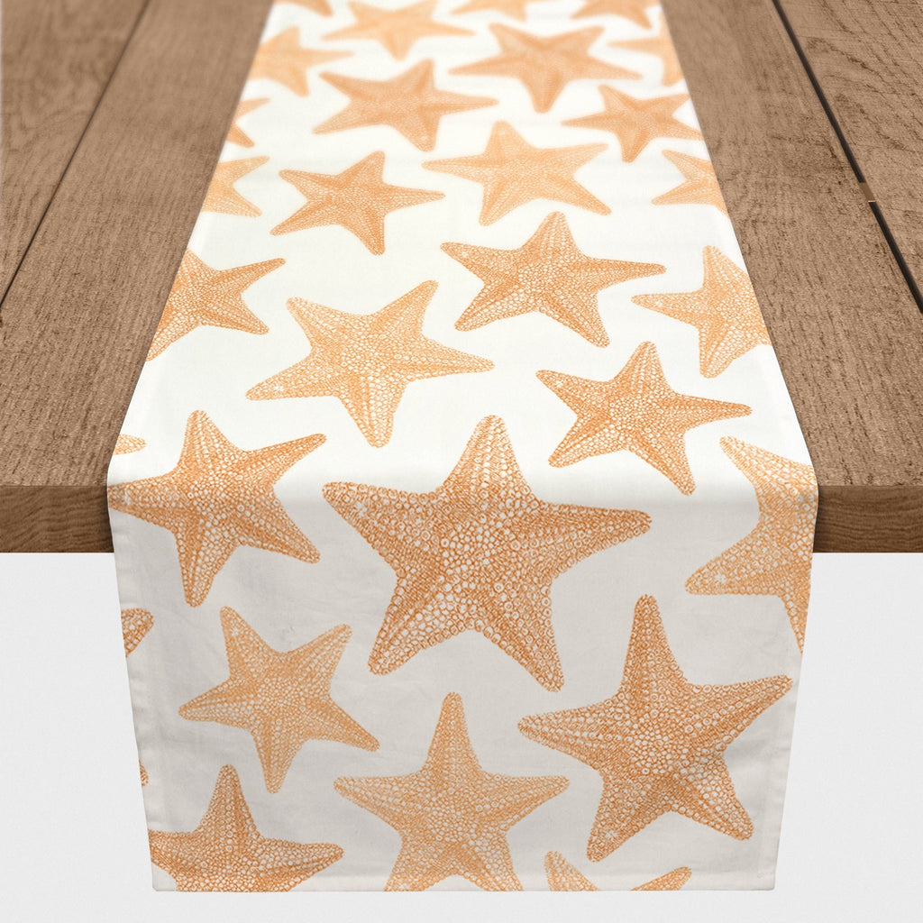 Poly Orange Sketched Products Table Twill Starfish 16x90 Creative Runner
