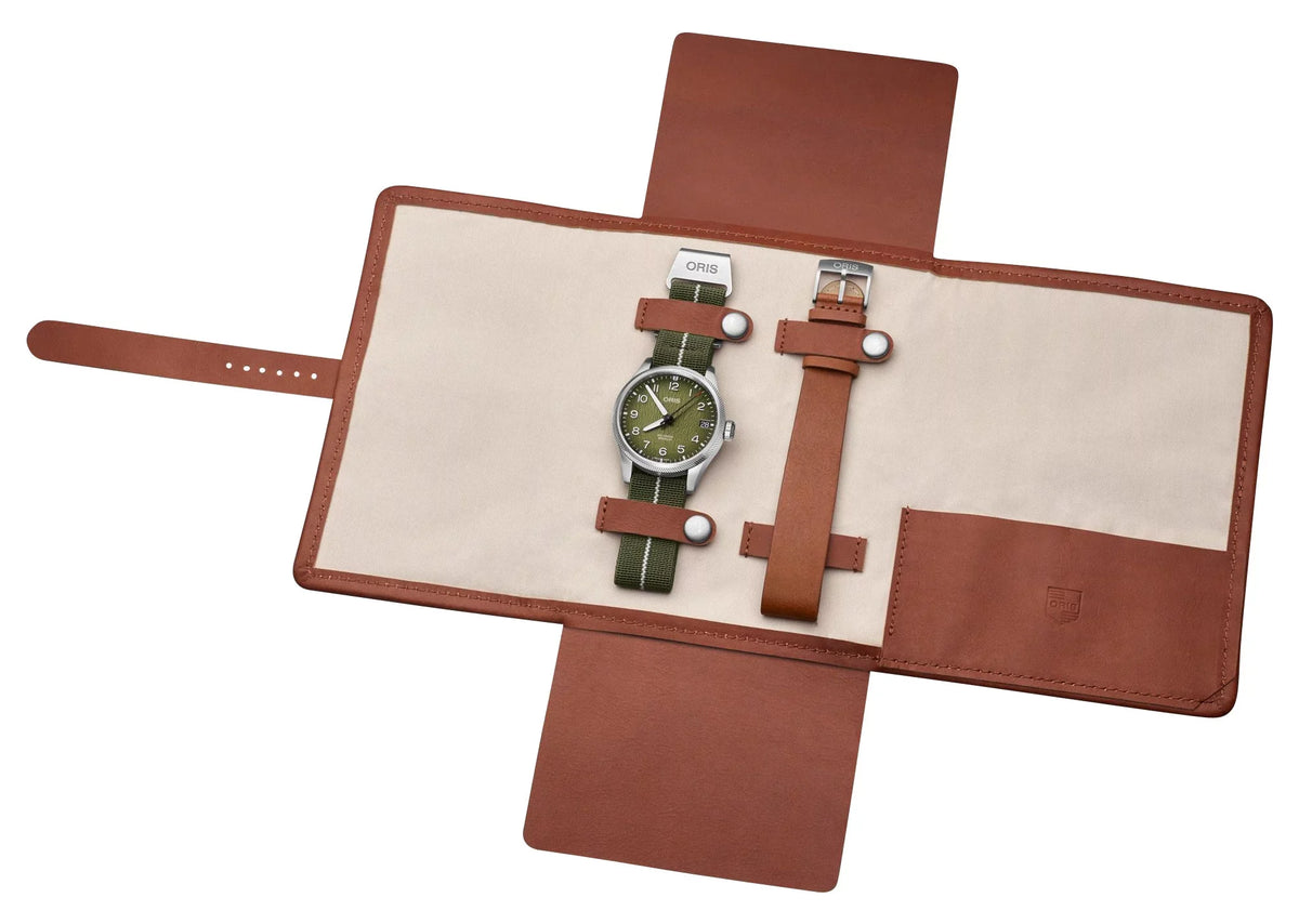 ProPilot Strap Air Green Date 4187-Set 751 Mens Green 7761 Okavango Oris Watch Brown Dial Textile Edition Interchangeable Limited Automatic Rescue Leather