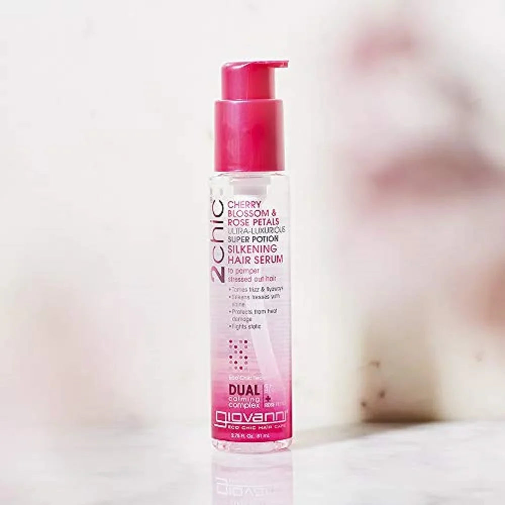 Rose Pro-Vitamin Wavy Color of 3) Curly Potion Super Smooths Serum, Petals, 4 Free, Paraben Ultra Cherry GIOVANNI oz. Blossom Aloe Hair & Safe (Pack Vera, 2chic Silkening & Luxurious B5, Hair,