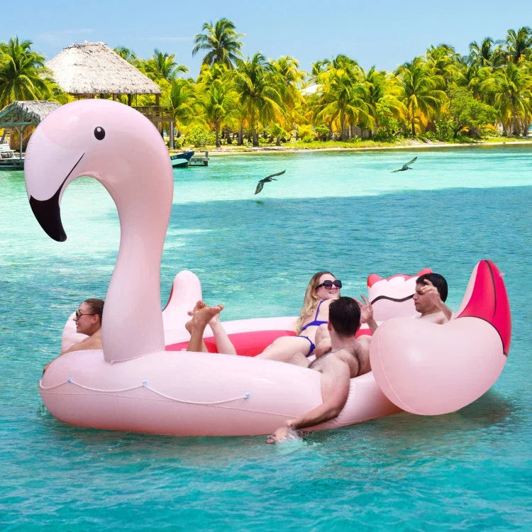 People 6 Island with Flamingo River Holders for Pool Cup 6 and Inflatable Floating