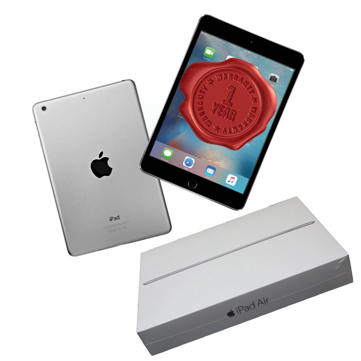 iPad 1-Year Unlocked Warranty 2 Space A-Graded 16GB Box Open Gray with Air