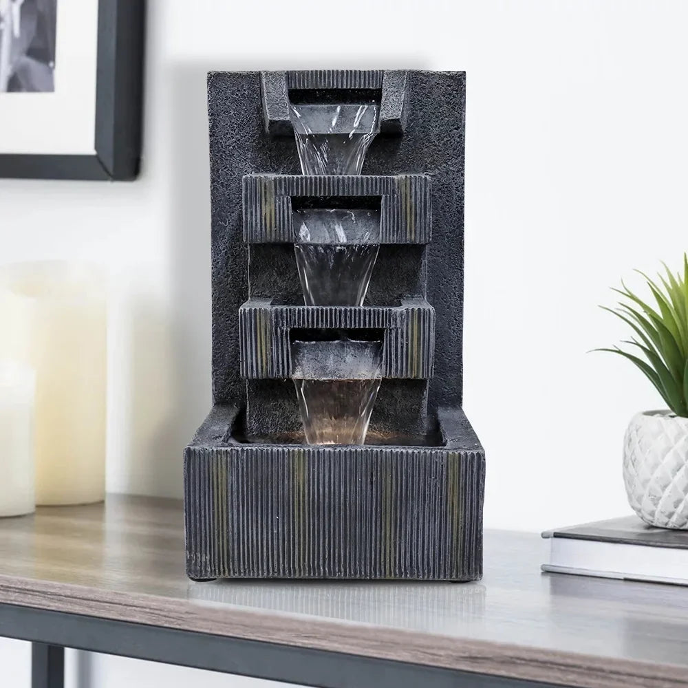 Sounds Water Ambiance Grey - LED Tabletop Soothing - LED & Fountain