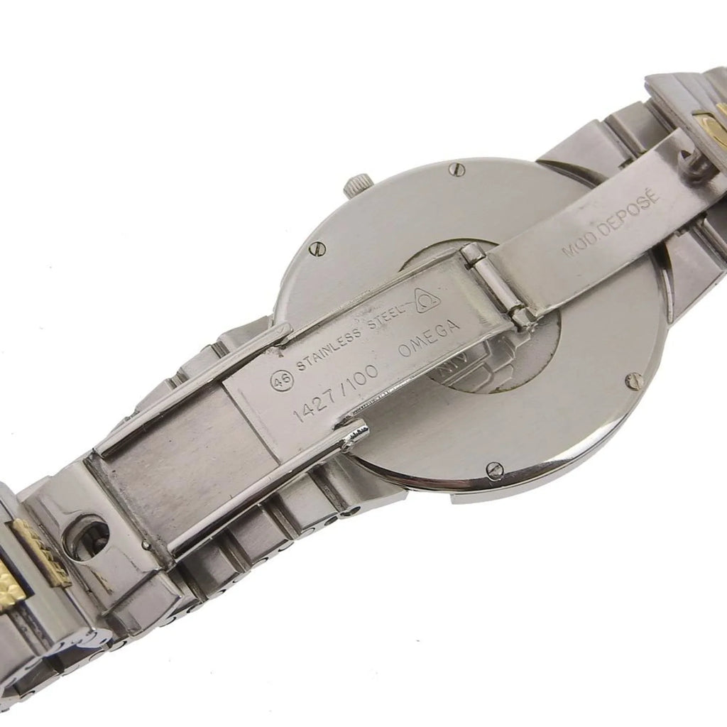 Swiss Omega (Fair) OMEGA Boys Silver/Gold Watch Silver Made Steel Pre-Owned Quartz Dial Stainless De Ville