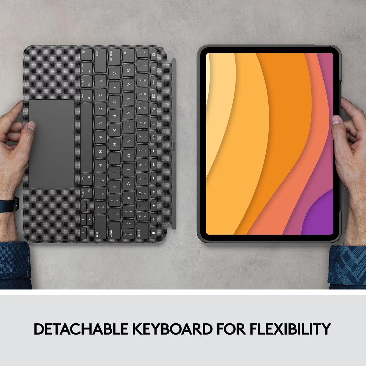 Oxford Combo Logitech 2020, gen Air Gray 2022) Case, 5th (Refurbished) Touch Keyboard (4th, - iPad Restored