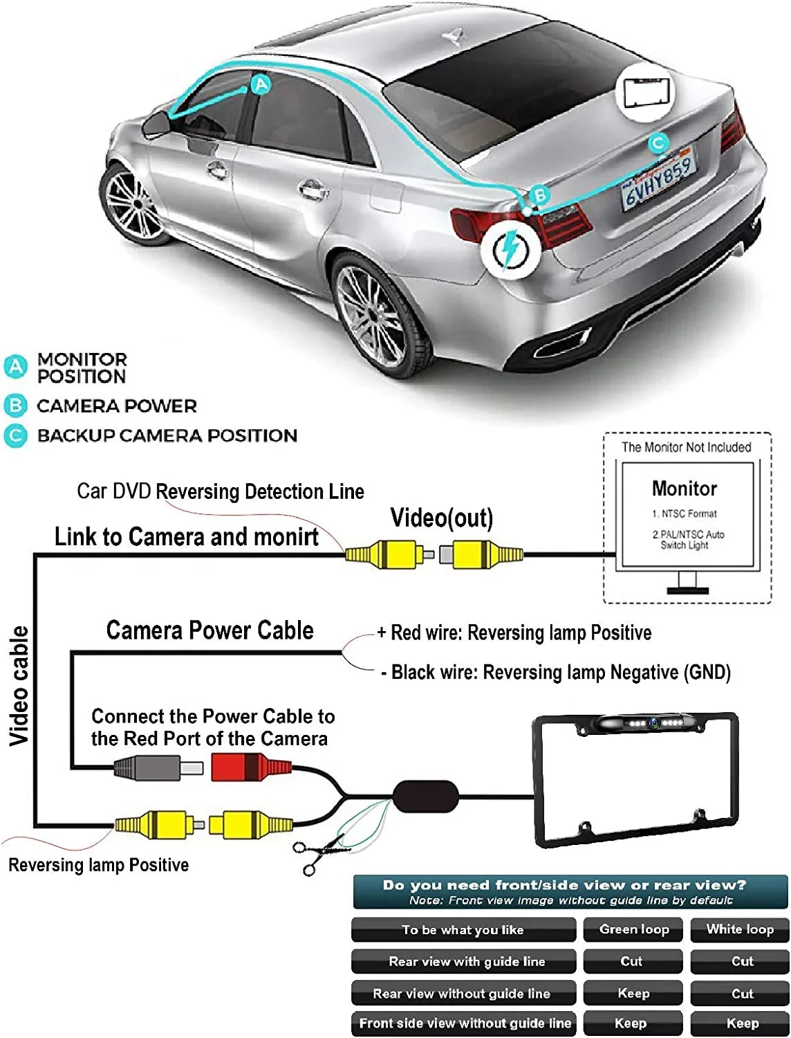Absolute INE-W970HD Camera for Plate INEW970HD Backup Rearview Frame License Black ALPINE