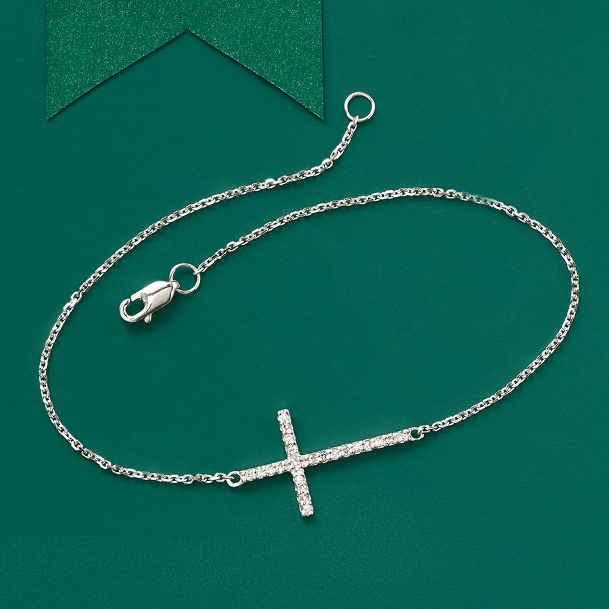 Cross Women's, 14kt Bracelet Ross-Simons Sideways Diamonds, Gold Adult With White