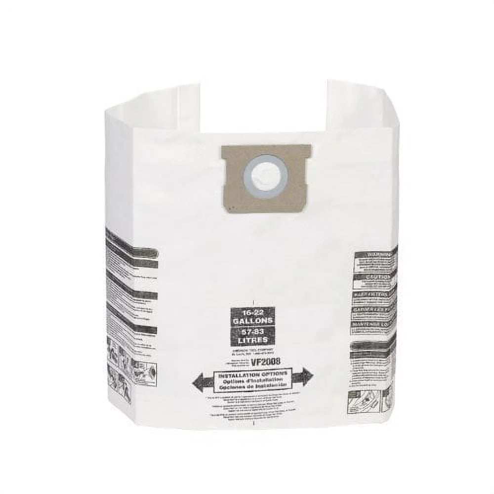 (3 Bag Shop Bags Filter VF2008 Bags Multi-Fit Dry Vacuum General Vacuum Wet Dust