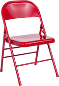 & Braced Series Triple Folding Pack Chair Hinged HERCULES Metal Red Double 4