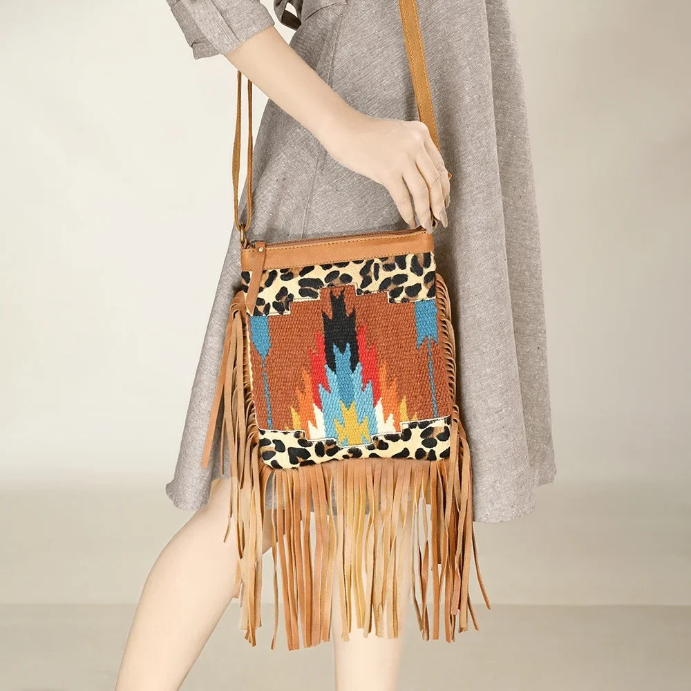 OHA116 purse women bag Leather Wool Upcycled western Hair-on OHLAY handbag HOBO OH Genuine
