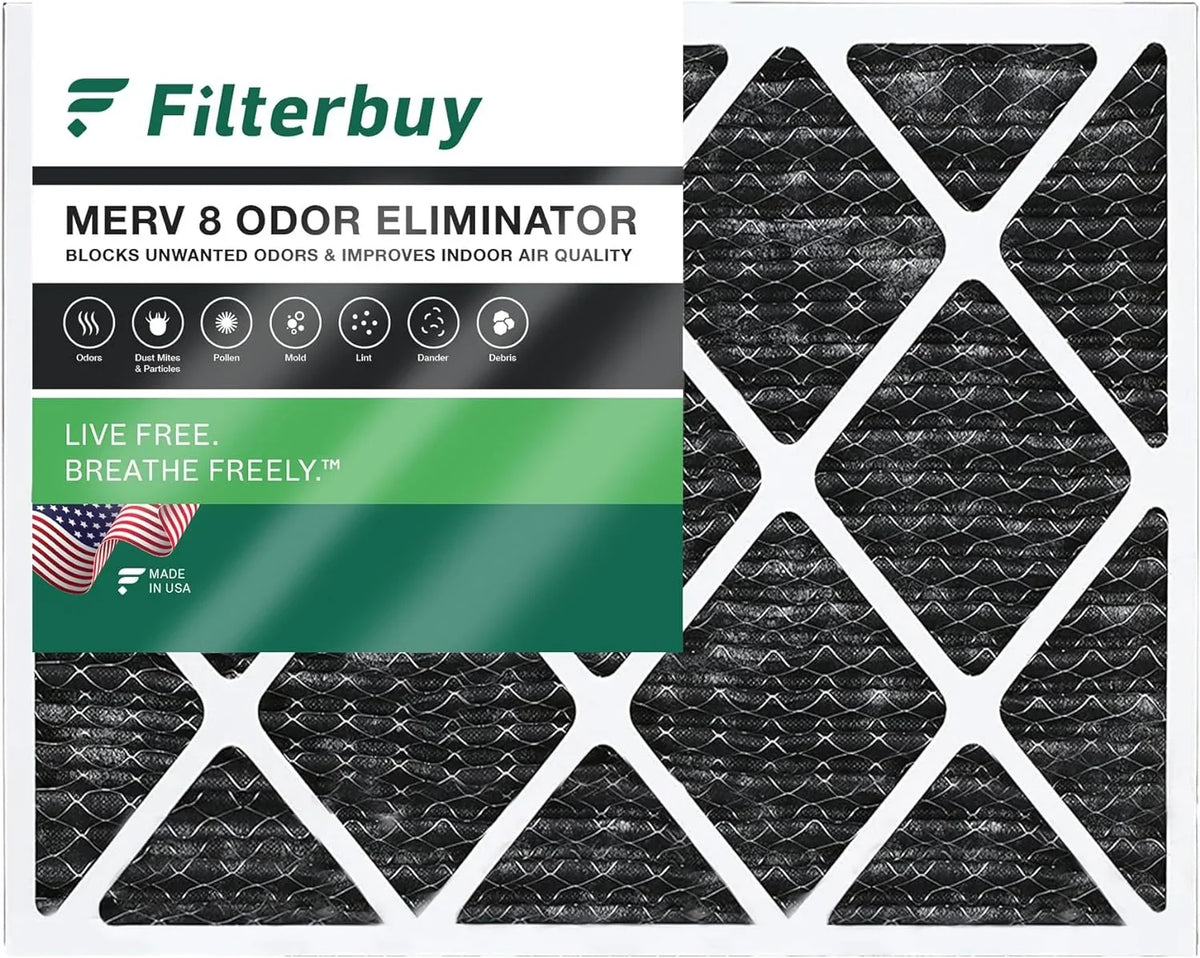 Carbon Filterbuy Furnace Pleated Odor AC MERV 8 Filters HVAC with Activated Eliminator (1-Pack) 20x23x1 Air