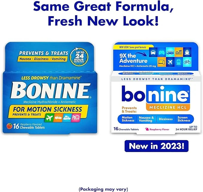 (Pack of Bonine Sickness, Raspberry Motion 3) 16 Chewable ea for Tablets
