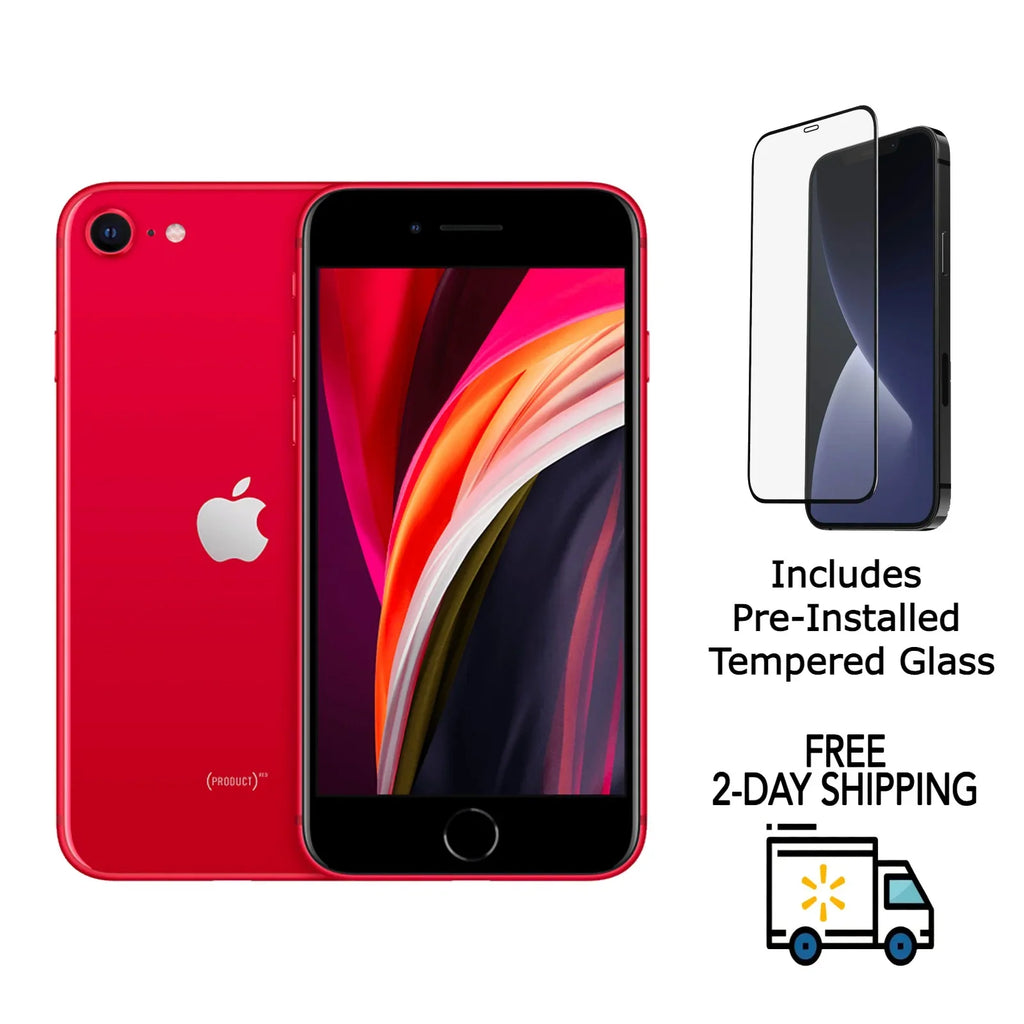 Gen) (2nd Unlocked) (Fully 64GB Restored (Refurbished) Pre-Installed A2275 Tempered SE Glass Apple iPhone Red w/