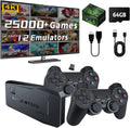 Retro Games, Stick, HD and Play Plug Game TV, Console Video with Console 64G with Emulator Game Output, 4K 12 25000+ Compatible 2.4GHz Controllers Wireless for Retro Stick MAME/PS1/GB, Nostalgia Play