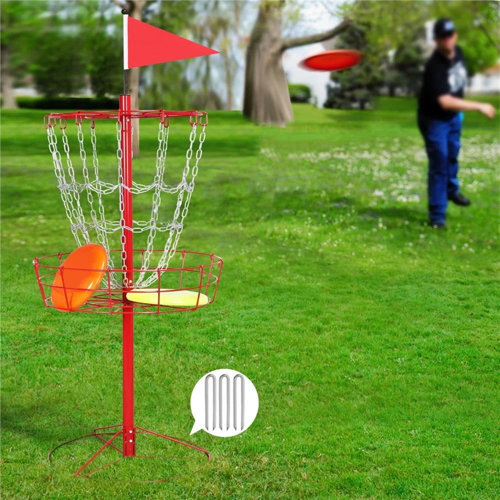Metal Flying Disc Basket 12-Chain SmileMart Red Disc Portable Target, Golf Golf