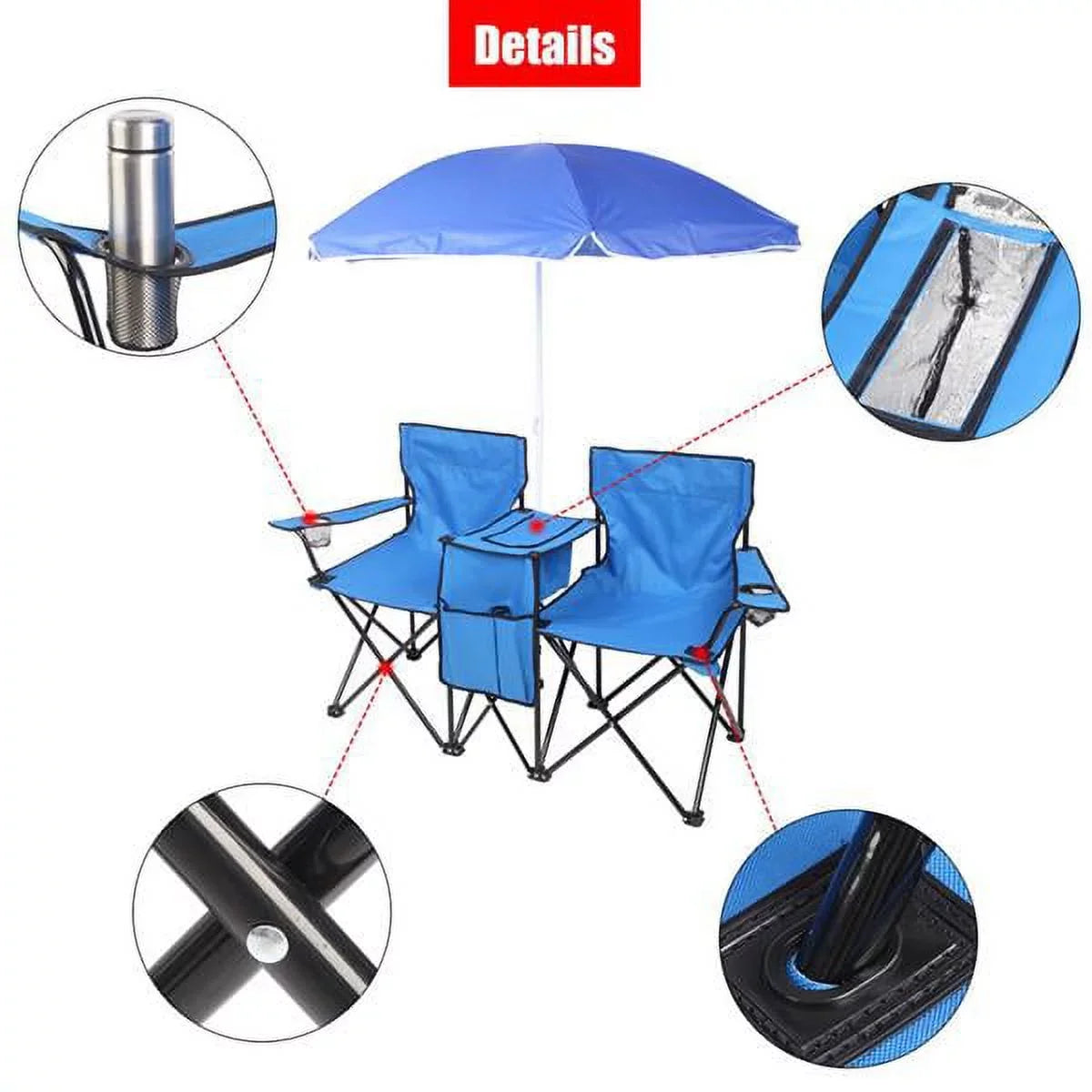 Double High Patio Beach Carrying Outdoor Portable Blue Camping Beverage Strength Table Mini Holder Chair, SYTHERS Chair, Outdoor with for Beach Bag, Camping Chair Park Folding Pool