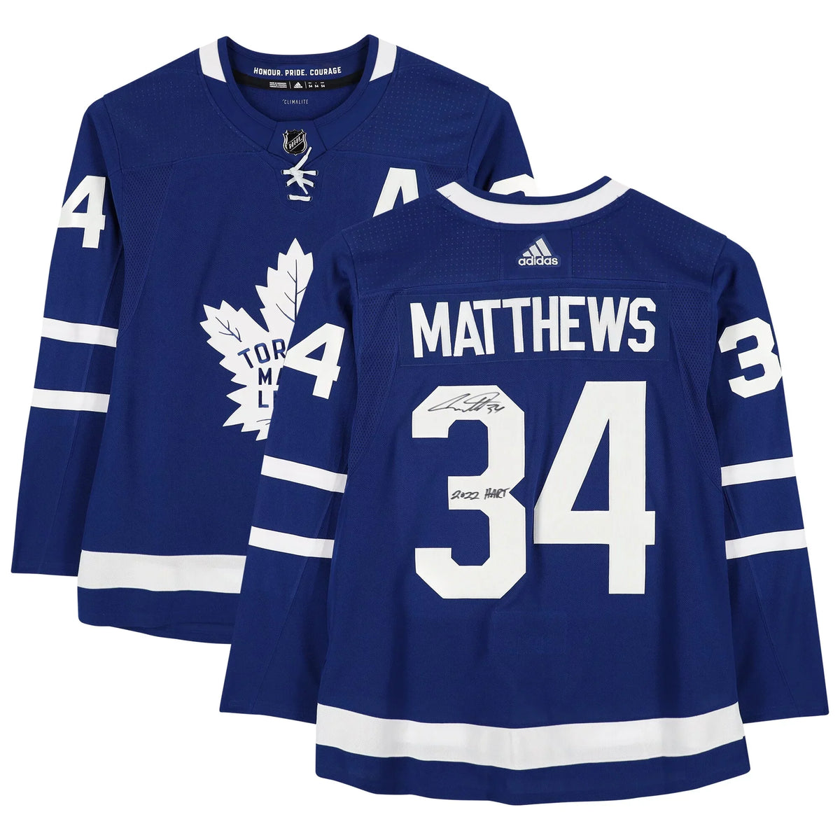 Auston Hart Toronto with Leafs adidas Authentic Blue Jersey Maple Trophy ''2022 2022 Hart'' Matthews Winner Autographed