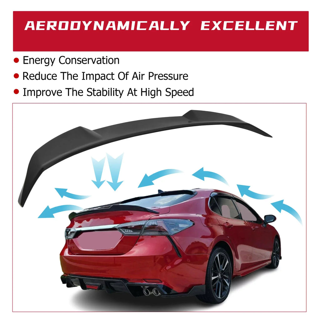 Trunk Style XSE SE for Spoiler 19 Rear Camry 20 Lid XLE Glossy Black LE Kojem M4 Toyota 2018-2021 Wing