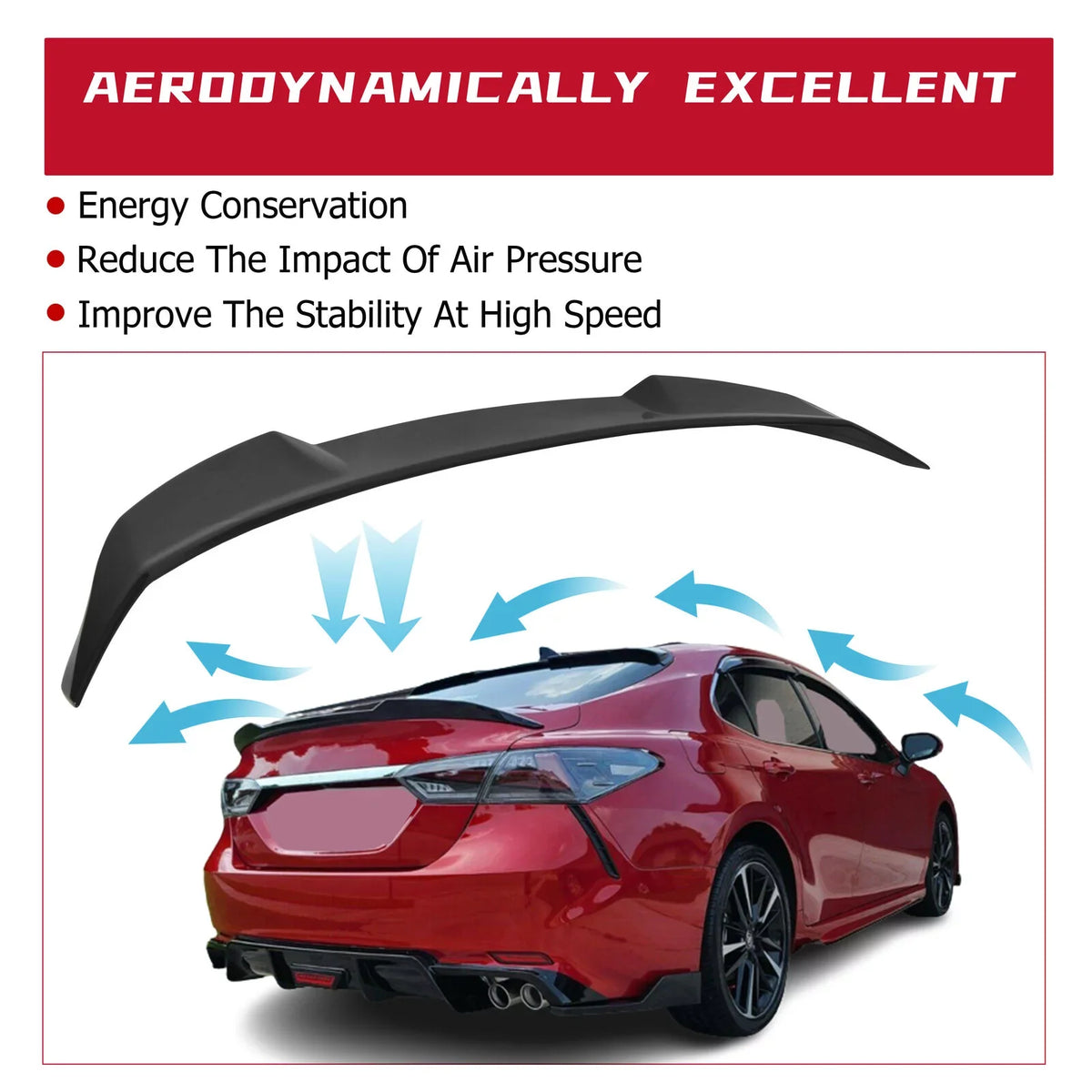 Trunk Style XSE SE for Spoiler 19 Rear Camry 20 Lid XLE Glossy Black LE Kojem M4 Toyota 2018-2021 Wing