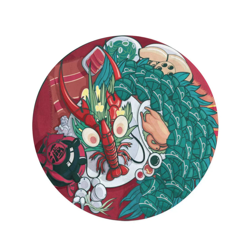 inch Beach Dragon Antique Beach Travel Tapestry Towels 60 Boat Festival Blanket Dumpling Round Throw Food Circular Ancient SIDONKU Mat Towel Red Cartoon Circle
