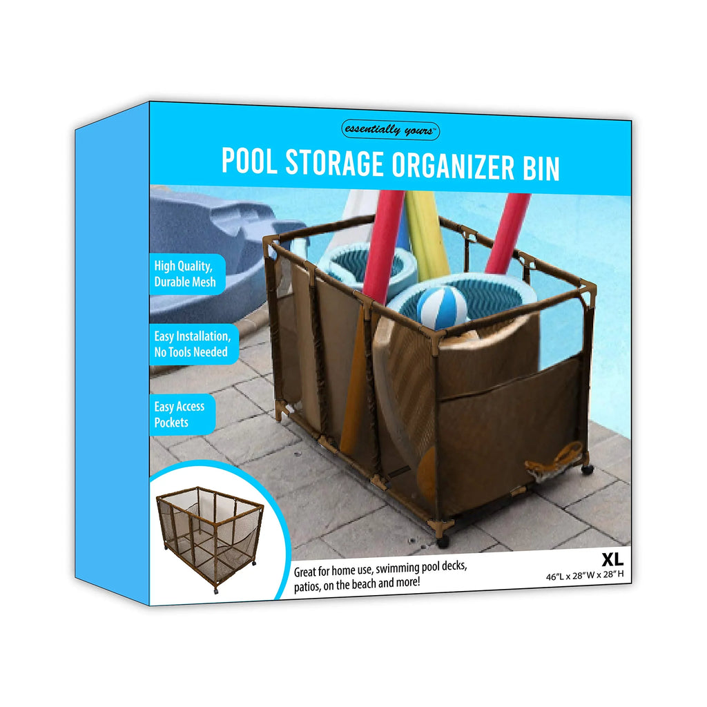 (43" L Rolling Mesh Holder, Balls, Storage x Large, Bin, 28" Essentially x Floats and Brown W 25" Style Organizer Equipment Yours Noodles Kids Toys, 563009 H), Height, Pool